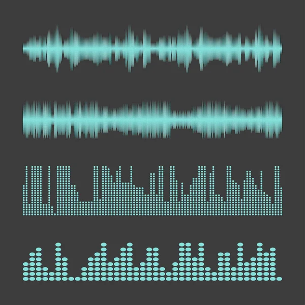 Formes d'ondes sonores vectorielles. Ondes sonores et illustration vectorielle d'impulsions musicales . — Image vectorielle
