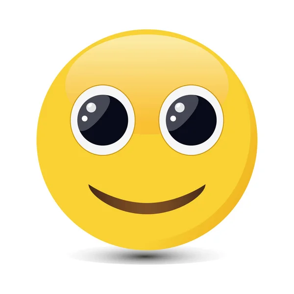 Улыбающийся смайлик со счастливыми глазами. Весёлая векторная иллюстрация эмодзи . — стоковый вектор