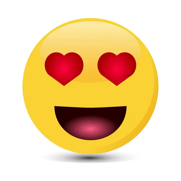 In Love emoticon con gli occhi del cuore. Wow emoji vettoriale illustrazione . Grafiche Vettoriali