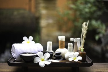 Spa Masaj sıkıştırma topları, ahşap treaments spa, Tayland, ile bitkisel topu odağı seçin