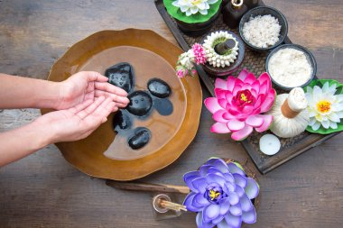 Kaplıca tedavisi ve kadın ayak ve el spa, Tayland için ürün. seçeneðini belirleyin ve yumuşak odak 