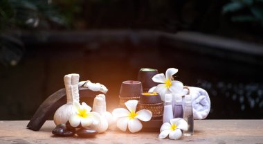 Spa Masaj sıkıştırma topları, bitkisel topu ve tedavi spa, Tayland, odağı seçin