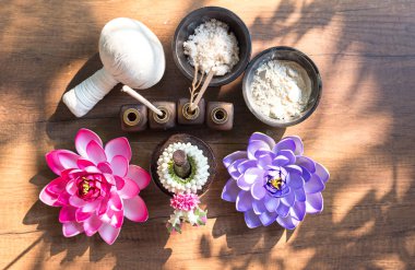 Spa Masaj sıkıştırma topları, bitkisel topu ve tedavi spa, Tayland, odağı seçin