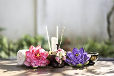 Spa Masaj sıkıştırma topları, bitkisel topu ve tedavi spa, Tayland, odağı seçin