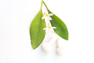 Tay Spa ve masaj ahşap beyaz. Sağlıklı kavramı. seçeneðini belirleyin ve yumuşak odak