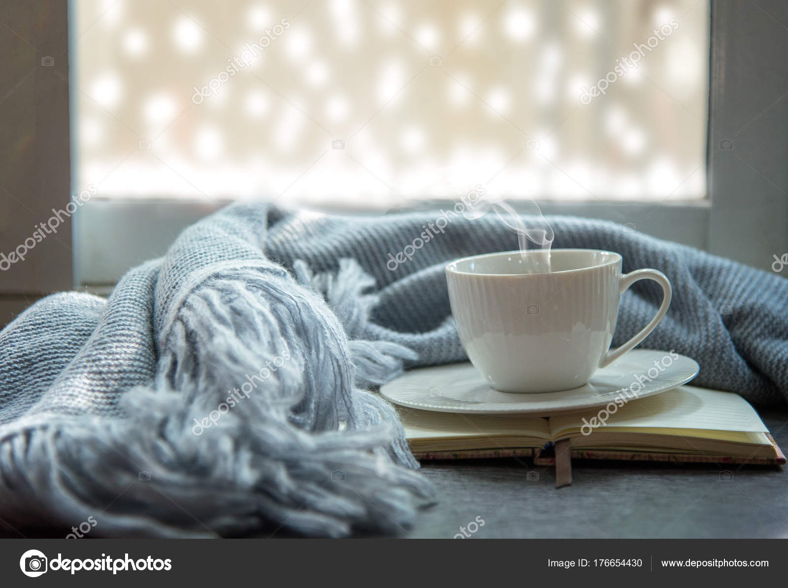 Warm　Hot　Photo　White　Book　©Freebird7977　Plaid　Cup　Stock　Coffee　by　Opened　176654430　Cozy　Winter