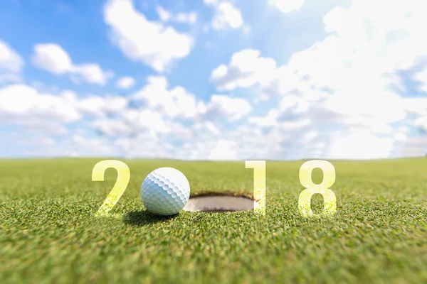 Image Conceptuelle Sport Golf Bonne Année 2018 Boule Golf Sur — Photo