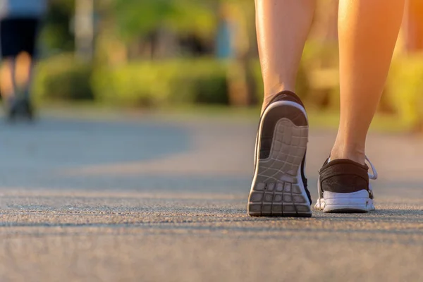 Runner Feet Running Road Outdoor Workout Park Closeup Shoe Asian — Stock Photo, Image