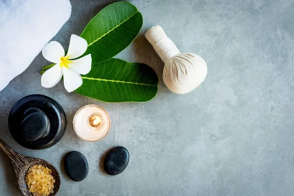 Blume Natur Aromatherapie Spa Mit Kerze Und Stein Spa Thai — Stockfoto