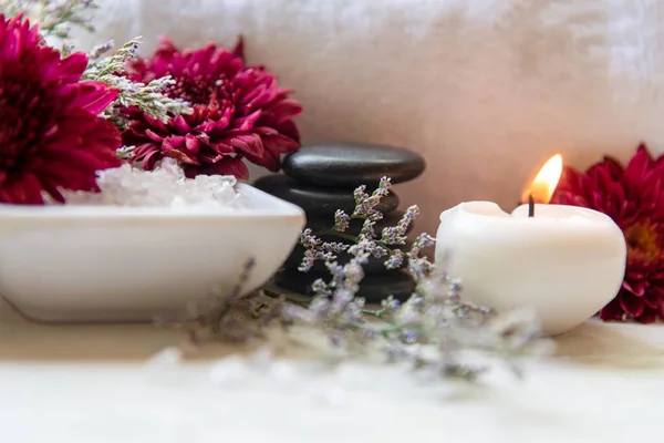 Spa beauty massage health wellness background. Spa Thai therapy treatment aromatherapy for body woman with flower nature candle for relax and summer time. Lifestyle and cosmetic Concept