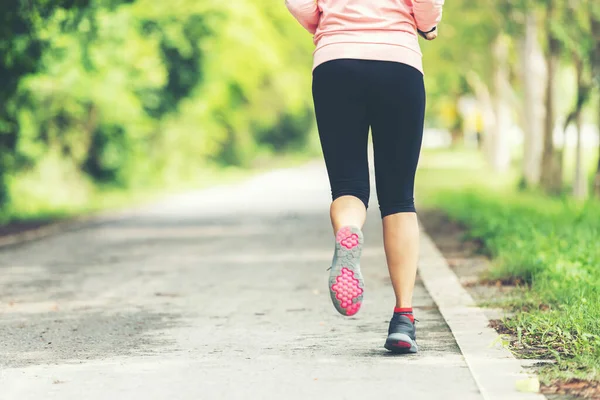 Healthy Woman Jogging Run Workout Road Outdoor Asian Runner People — Stock Photo, Image