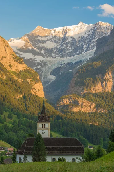 Vista del muro Klein Fisherhorn, Grindelwald, Suiza — Foto de Stock