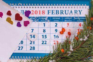 takvim sayfası bir detay Sevgililer günü