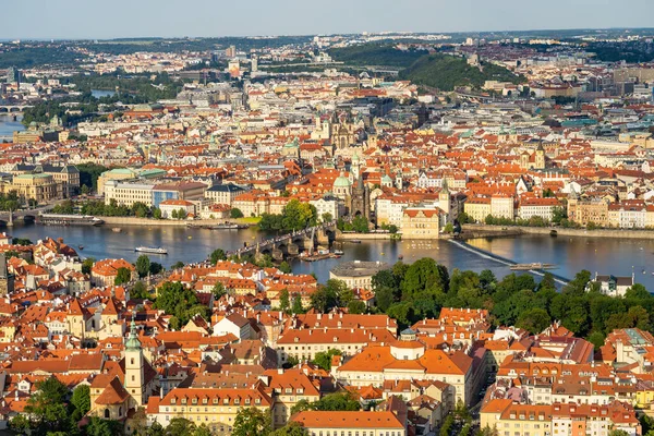 Aerial view of Prague Czech Republic from Petrin Hill observation Tower. — Stockfoto