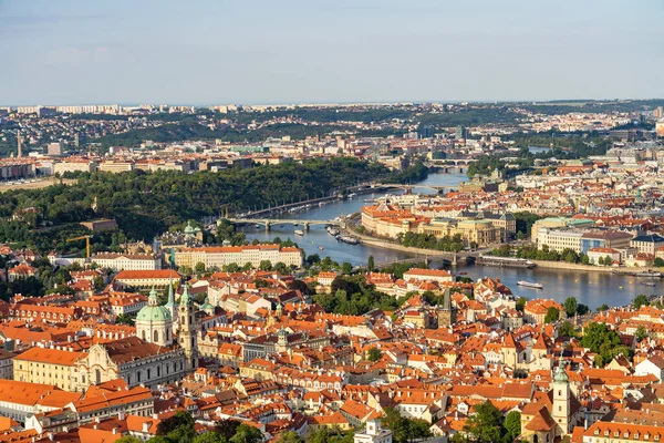 Aerial view of Prague Czech Republic from Petrin Hill observation Tower. — Stock Photo, Image