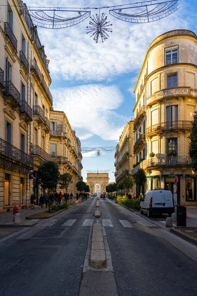 Porte du Peyrou, Arco do Triunfo em Montpellier, França . — Fotografia de Stock