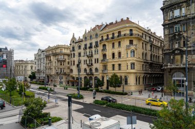 Budapeşte, Macaristan 'da eski Pest caddesi inşaatı.