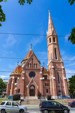 Macaristan Budapeşte 'deki Szilagyi Dezso Meydanı Reform Kilisesi.