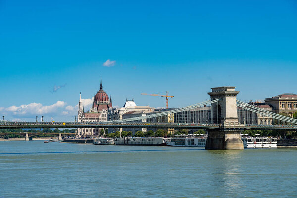 Szechenyi Chain Bridge in Budapest, Hungary.