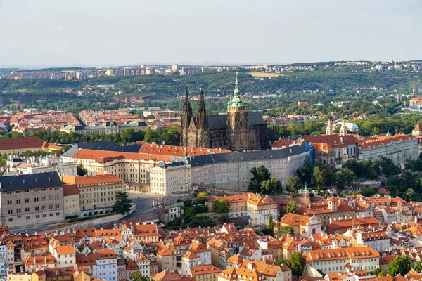 Aerial view of Prague Czech Republic from Petrin Hill observation Tower. — Stockfoto