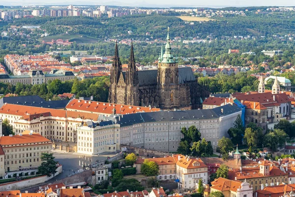 Aerial view of Prague Czech Republic from Petrin Hill observation Tower. — Stockfoto