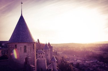 Fortified medieval city of Carcassonne in France. clipart