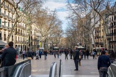 Barcelona 'da La Rambla Caddesi, Katalonya, İspanya