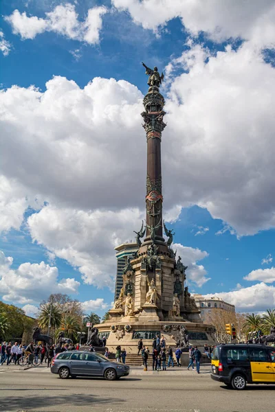 Estatua Cristóbal Colón Barcelona Cataluña España — Foto de Stock