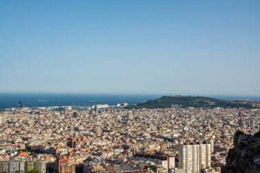 Barcelona şehrinin panoramik ufuk çizgisi görüntüsü, Katalonya, İspanya
