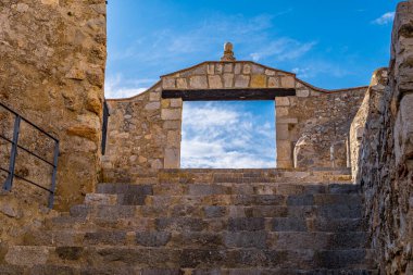 İspanya, Castellon 'daki Peniscola kalesi ve kasabası