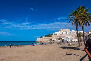 İspanya, Castellon 'daki Peniscola kalesi ve kasabası