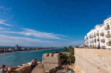 İspanya, Castellon 'daki Peniscola kalesi ve kasabası
