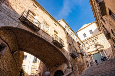 Katalonya, İspanya 'daki Girona şehir tarihi merkezi