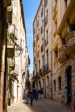 Katalonya, İspanya 'daki Girona şehir tarihi merkezi