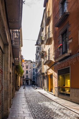 Katalonya, İspanya 'daki Girona şehir tarihi merkezi
