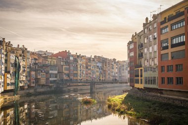 Katalonya, İspanya 'daki Girona şehir tarihi merkezi