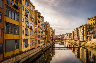 Katalonya, İspanya 'daki Girona şehir tarihi merkezi