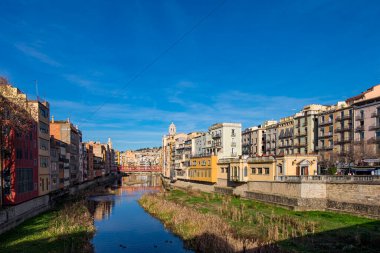 Katalonya, İspanya 'daki Girona şehir tarihi merkezi