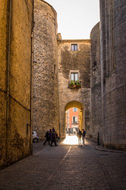 Katalonya, İspanya 'daki Girona şehir tarihi merkezi