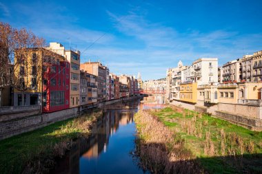 Katalonya, İspanya 'daki Girona şehir tarihi merkezi