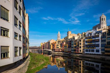 Katalonya, İspanya 'daki Girona şehir tarihi merkezi