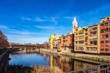 Katalonya, İspanya 'daki Girona şehir tarihi merkezi