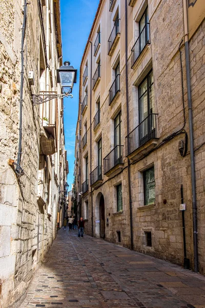 Katalonya, İspanya 'daki Girona şehir tarihi merkezi