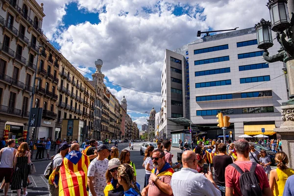 Площа Каталонії Барселоні Національний День Каталонії — стокове фото