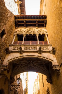 Dar Bisbe Caddesi Gotik Mahallede Carrer del Bisbe, Barcelona, Katalonya, İspanya