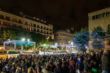 Santa Llucia Noel Pazarı Barselona, Katalonya, İspanya