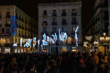 Doğum sahnesi Plaza Sant Jaume, Barselona, Katalonya, İspanya