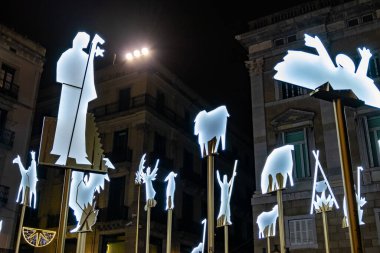 Doğum sahnesi Plaza Sant Jaume, Barselona, Katalonya, İspanya