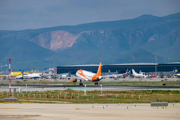 Barcelone Octobre 2017 Décollage Avion Aéroport Barcelone — Photo