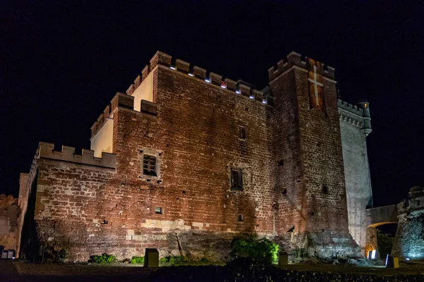 Castelo Castelldefels Noite Barcelona Catalunha Espanha — Fotografia de Stock